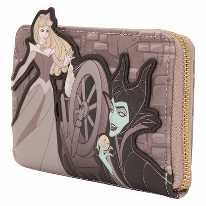 Loungefly Sleeping Beauty & Maleficent Spinning Wheel Zip Around Wallet