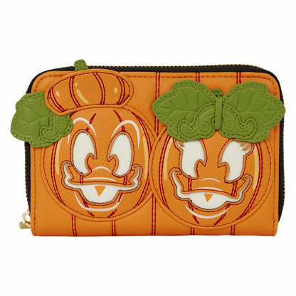 Loungefly Donald & Daisy Jack-o'-Lantern Exclusive Glow Zip Around Wallet