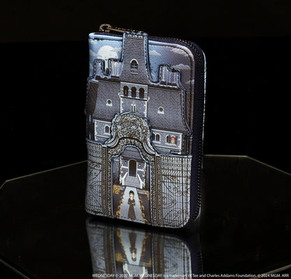 Loungefly Wednesday Nevermore Academy Castle Zip Around Wallet