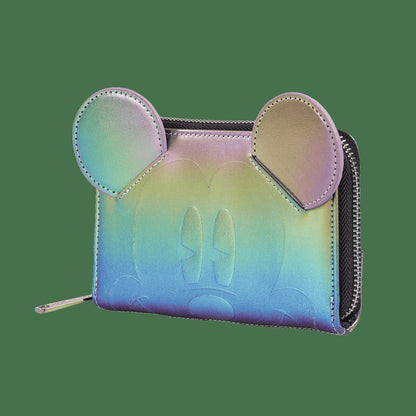 Loungefly Mickey Mouse Exclusive Oil Slick Iridescent Cosplay Zip Around Wallet
