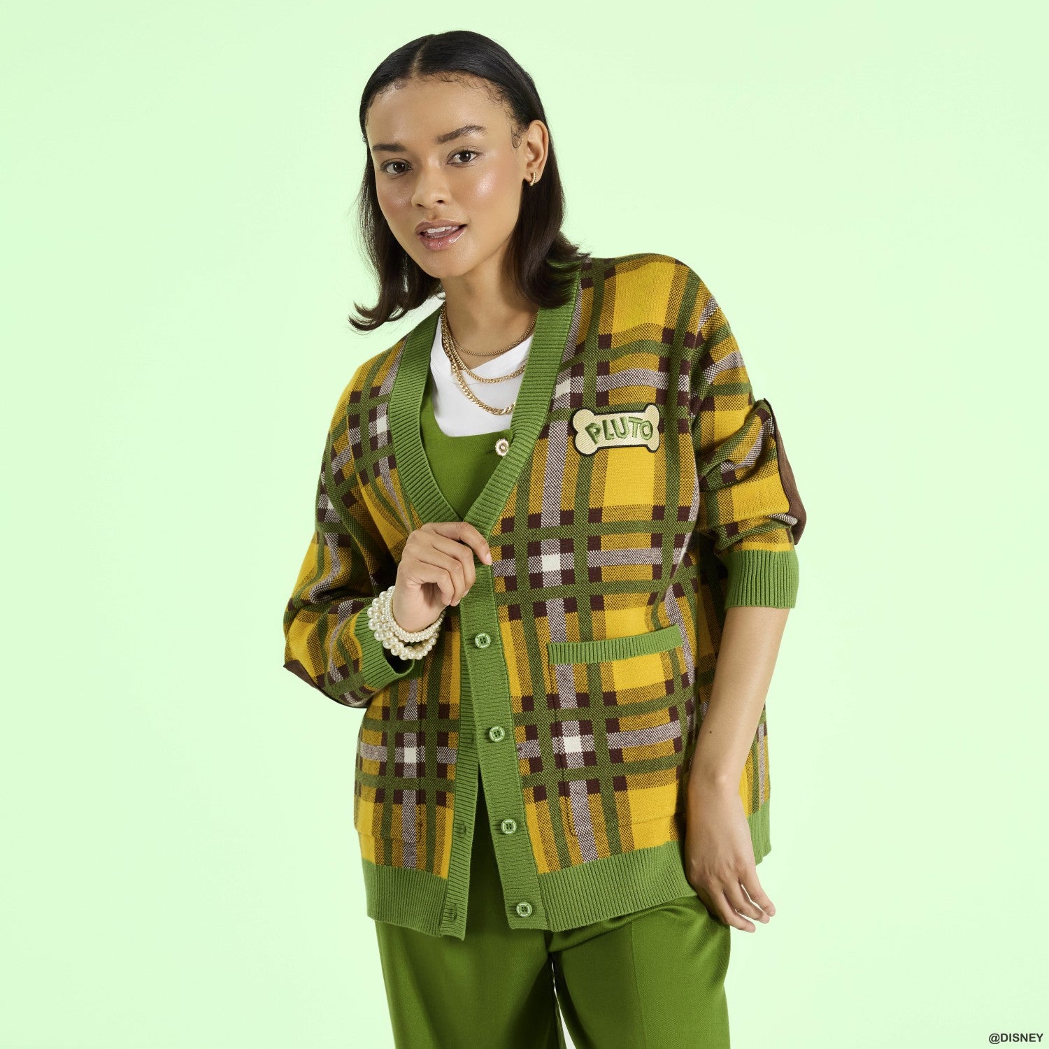 Loungefly Pluto 95th Anniversary Plaid Knit Cardigan
