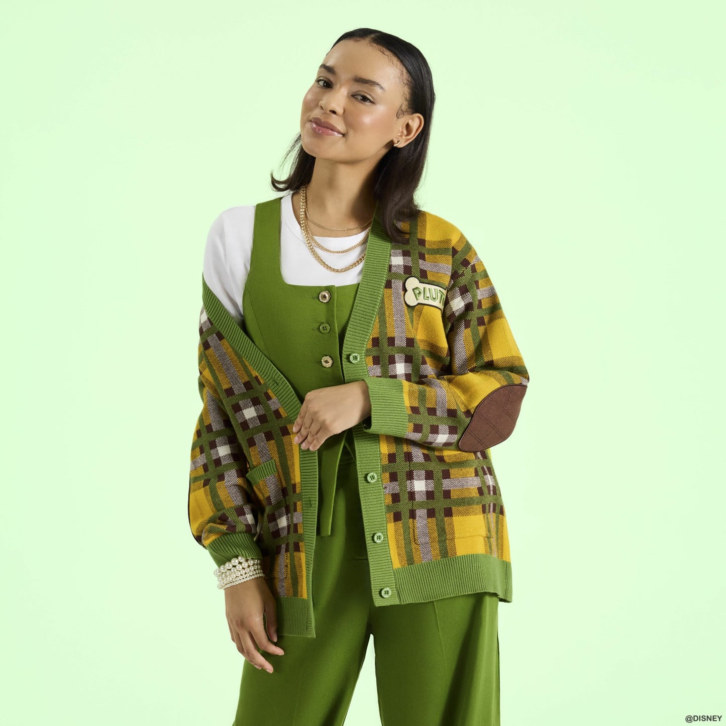 Loungefly Pluto 95th Anniversary Plaid Knit Cardigan